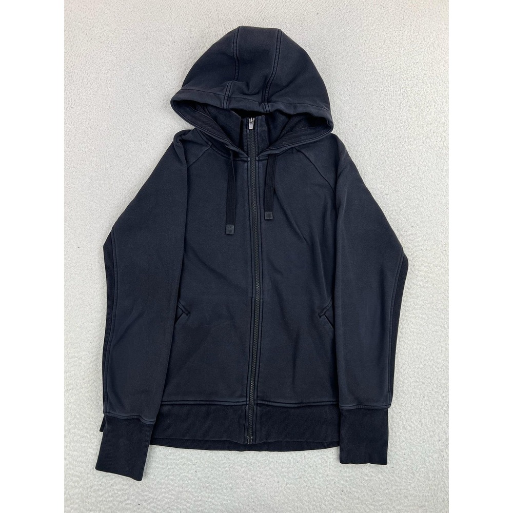 Athleta Triumph Hoodie Sweatshirt Womens Large Black Full Zip Fleece 486251